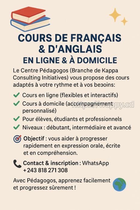 Formation d'anglais en ligne et à domicile