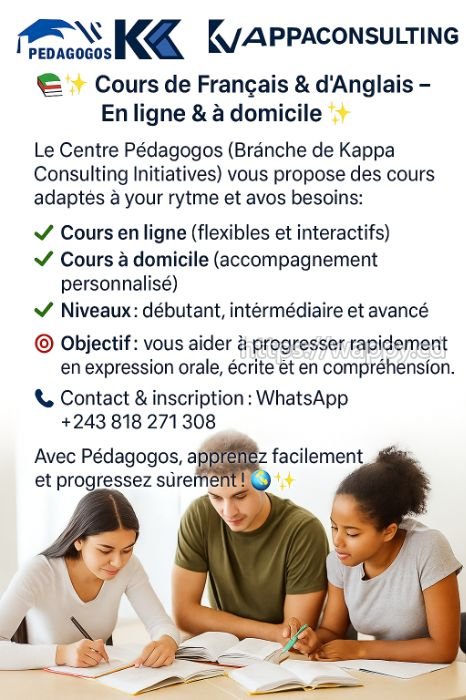 Formation d'anglais en ligne et à domicile