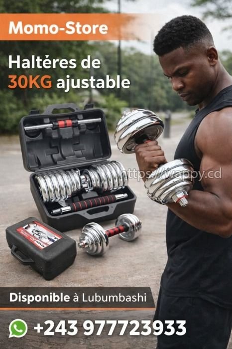 Kit d’Haltères Ajustable 30KG – La Puissance à Dom