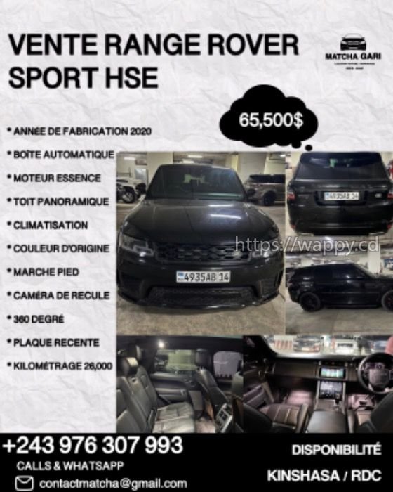 VENTE RANGE ROVER SPORT HSE 2020 / KINSHASA