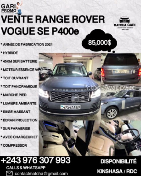 Vente Range Rover Vogue 2021 - Matcha Gari